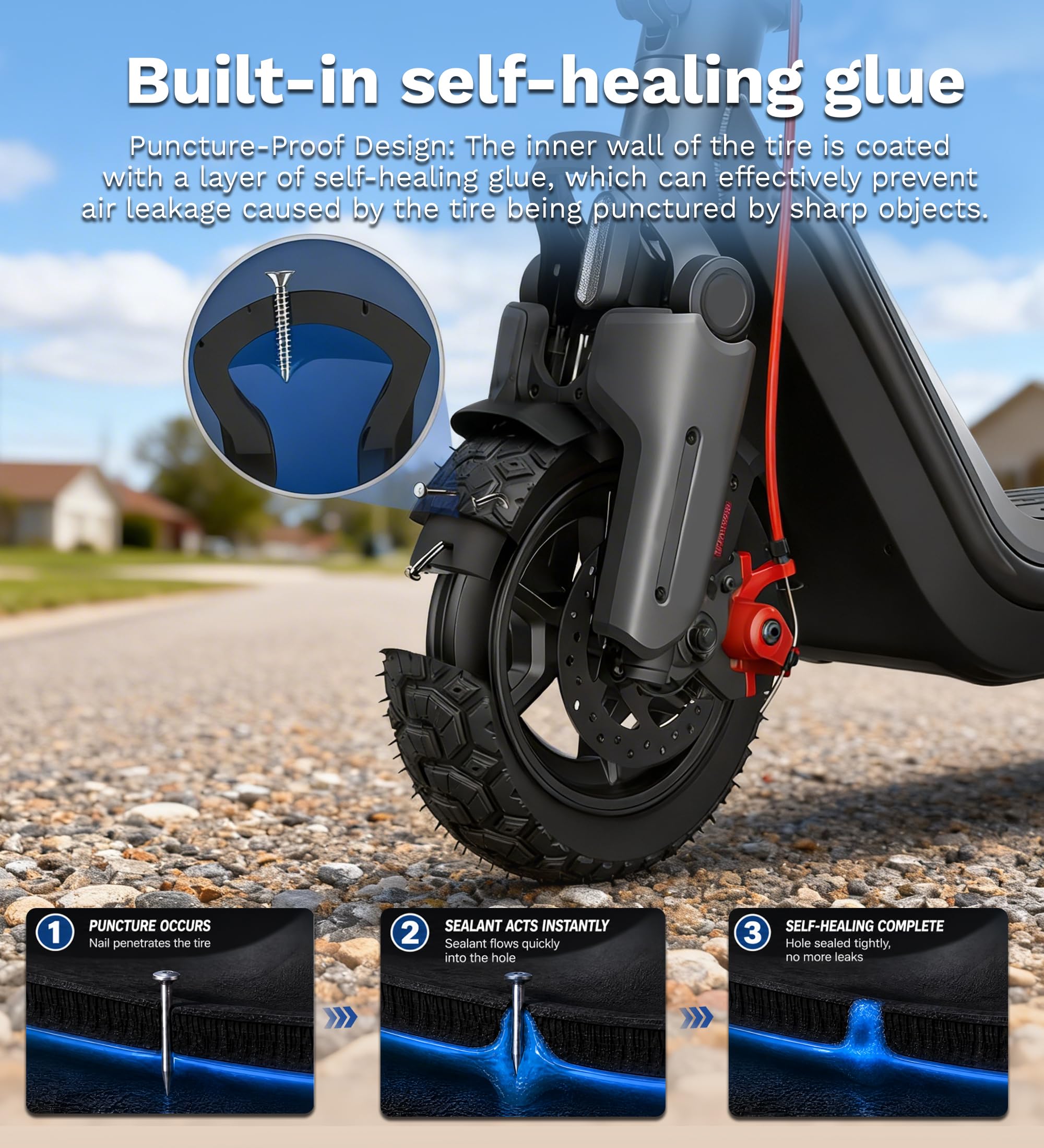 Pneu Tubeless Auto‑Obturant 70/60‑7.5, Compatible Avec Les Trottinettes Ninebot By Segway MAX G3 / ZT3 / ZT3 Pro, Pneu Tout‑Terrain Sous Vide 11 x 2,75, Pneu Anti‑Éclatement 11 Pouces