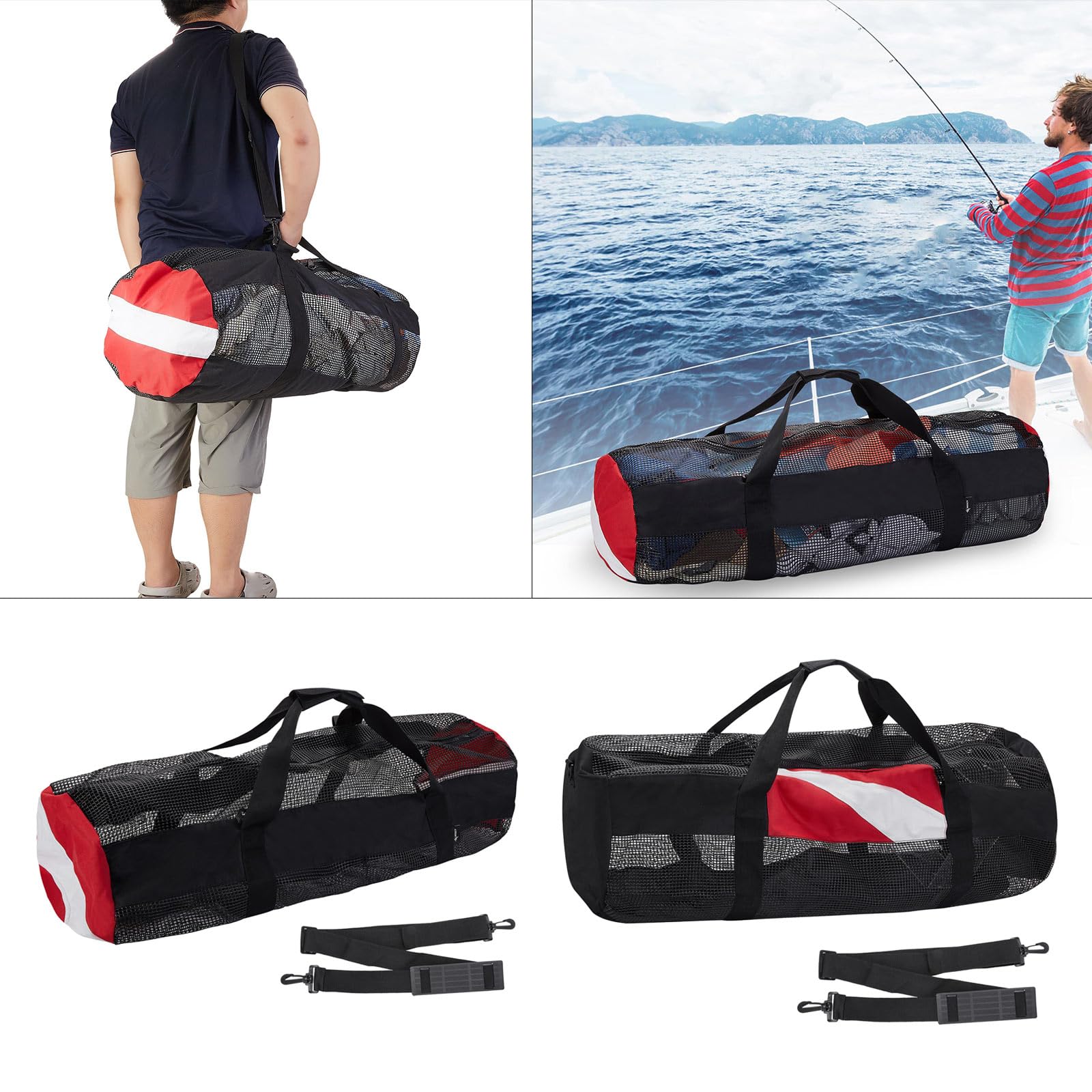Large Capacity Mesh Duffels Gear Bag For Scubas Diving Snorkeling Equipment Storage Bag Tear-resistant Nylon Duffels Bag