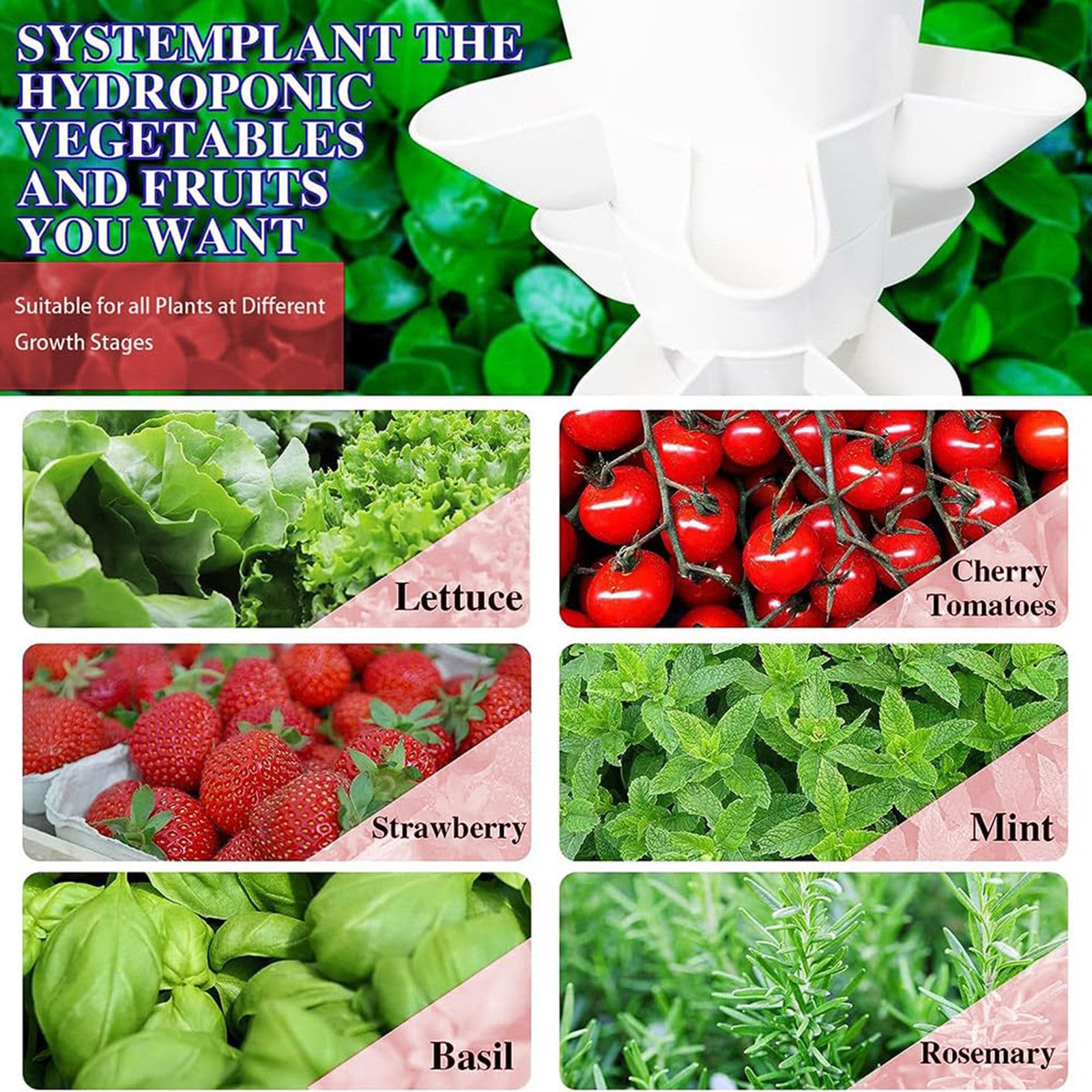 XUEMANSHOP Hydroponic Toren Garden 36 gaten, tuinplant kweekset met