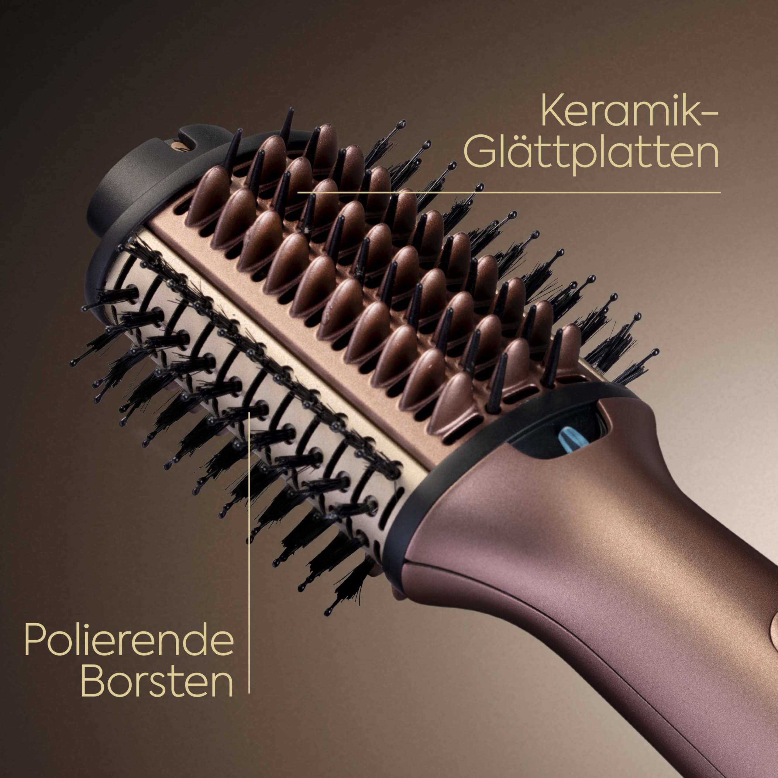 BaByliss Air Power Volume - 2-in-1 Warmluftbürste und Heizbürste, NASS- und TROCKEN-Modus, Glättende Warmluftbürste mit 3 Temperatureinstellungen, Ionen-Technologie, Keramikbeschichtung, Gold, AS95E