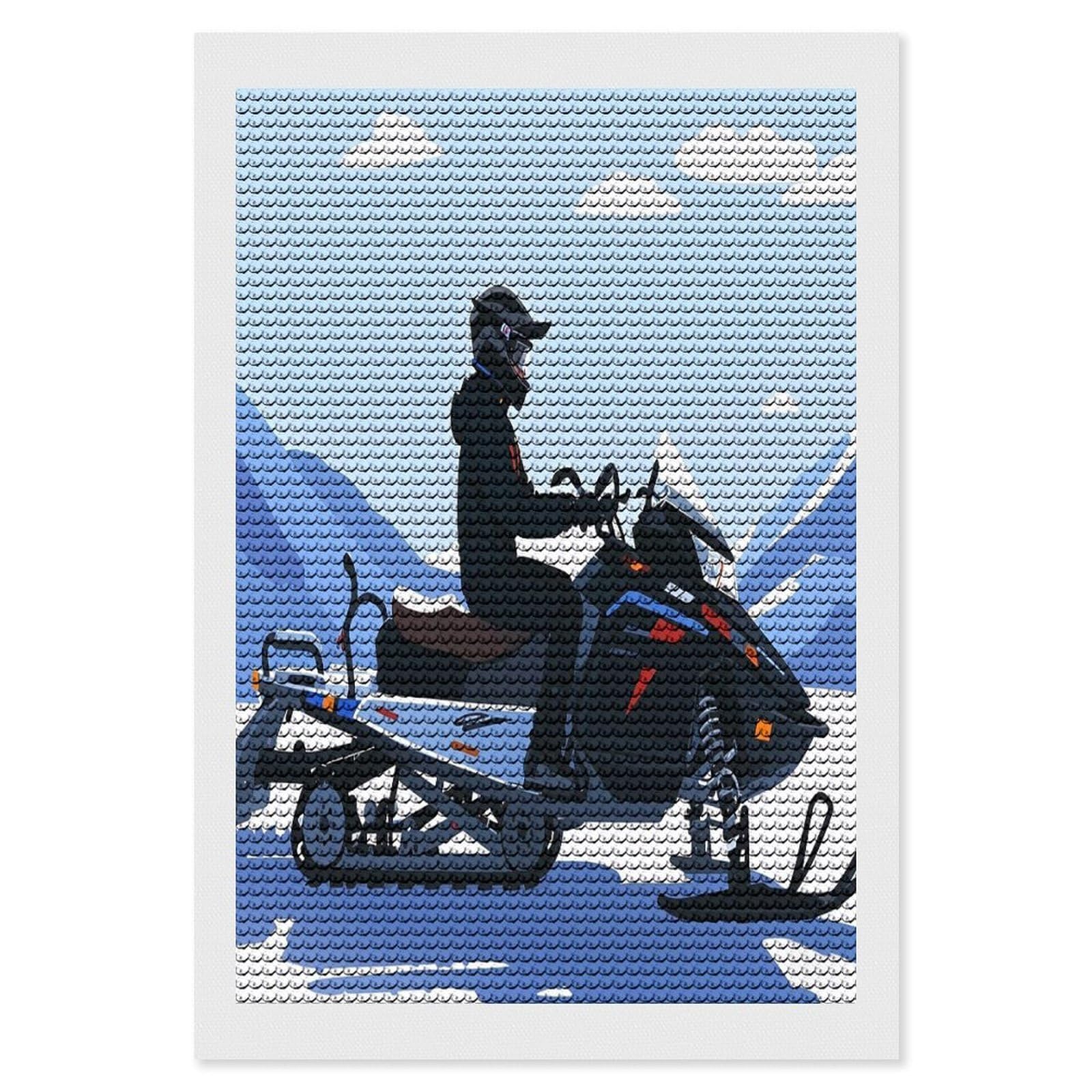 FekiLoot Snowmobile Diamond Painting Kits for Beginners DIY Diamond Art Kits for Adults Full Drill Round Diamond Dot Gem Art Painting Fun DIY Crafts for Home Kitchen Wall Decor Gift 8"x12"