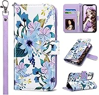 Vista 10 de ULAK Compatible con iPhone 12 Pro Max Funda Cartera con Portarjetas, Funda de Cuero PU con Soporte Plegable Ranuras para Tarjetas Correa de Muñeca