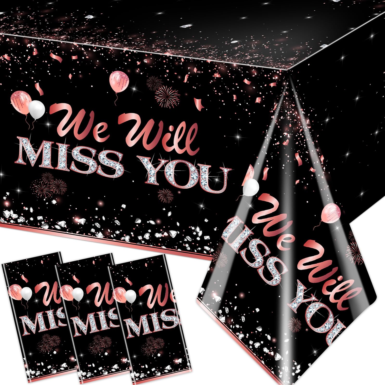 Primera Comunión Decorations-God Bless Mantel 3 piezas (oro rosa Miss You)