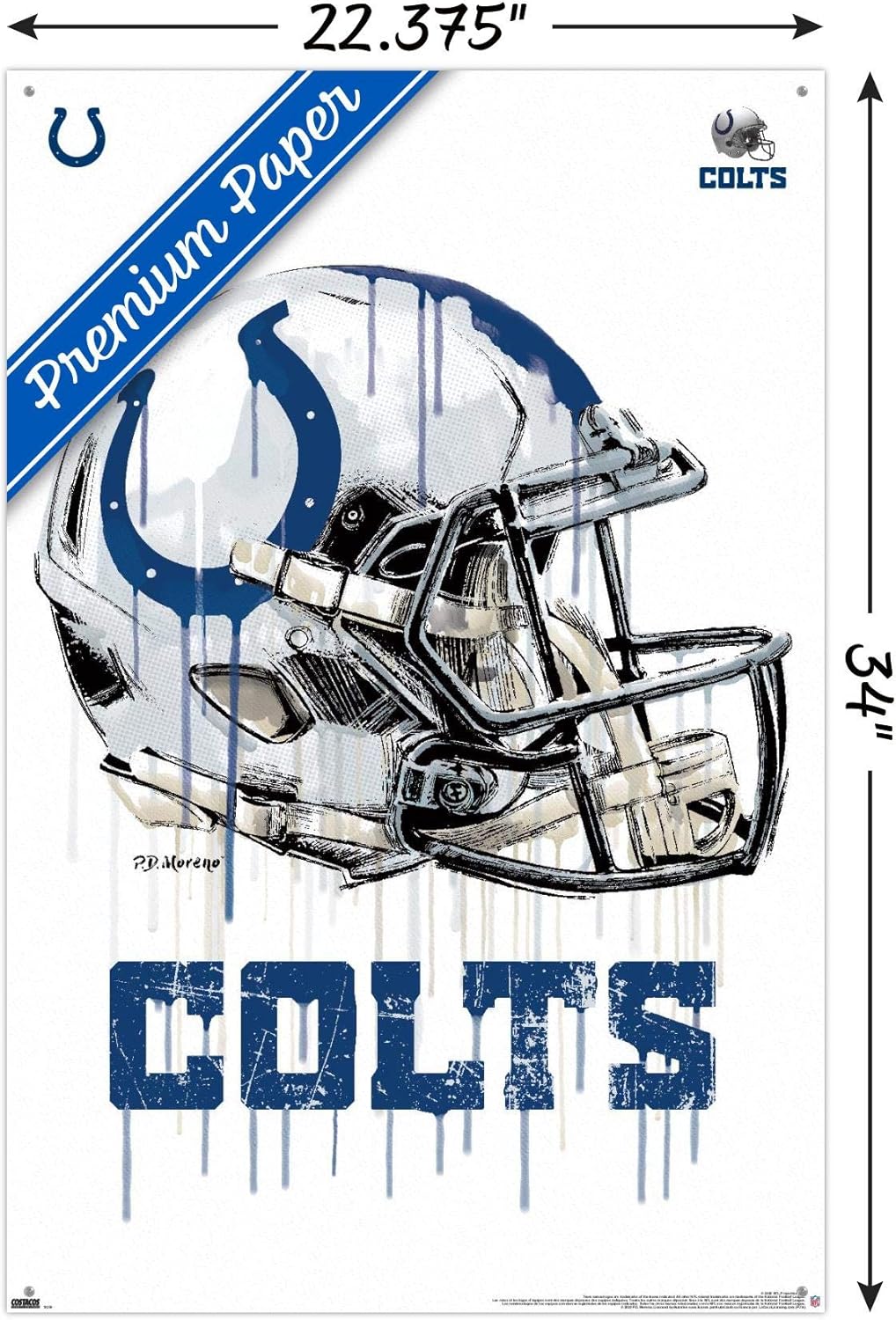 Trends International NFL Indianapolis Colts - Drip Helmet 20 Wall Poster with Push Pins