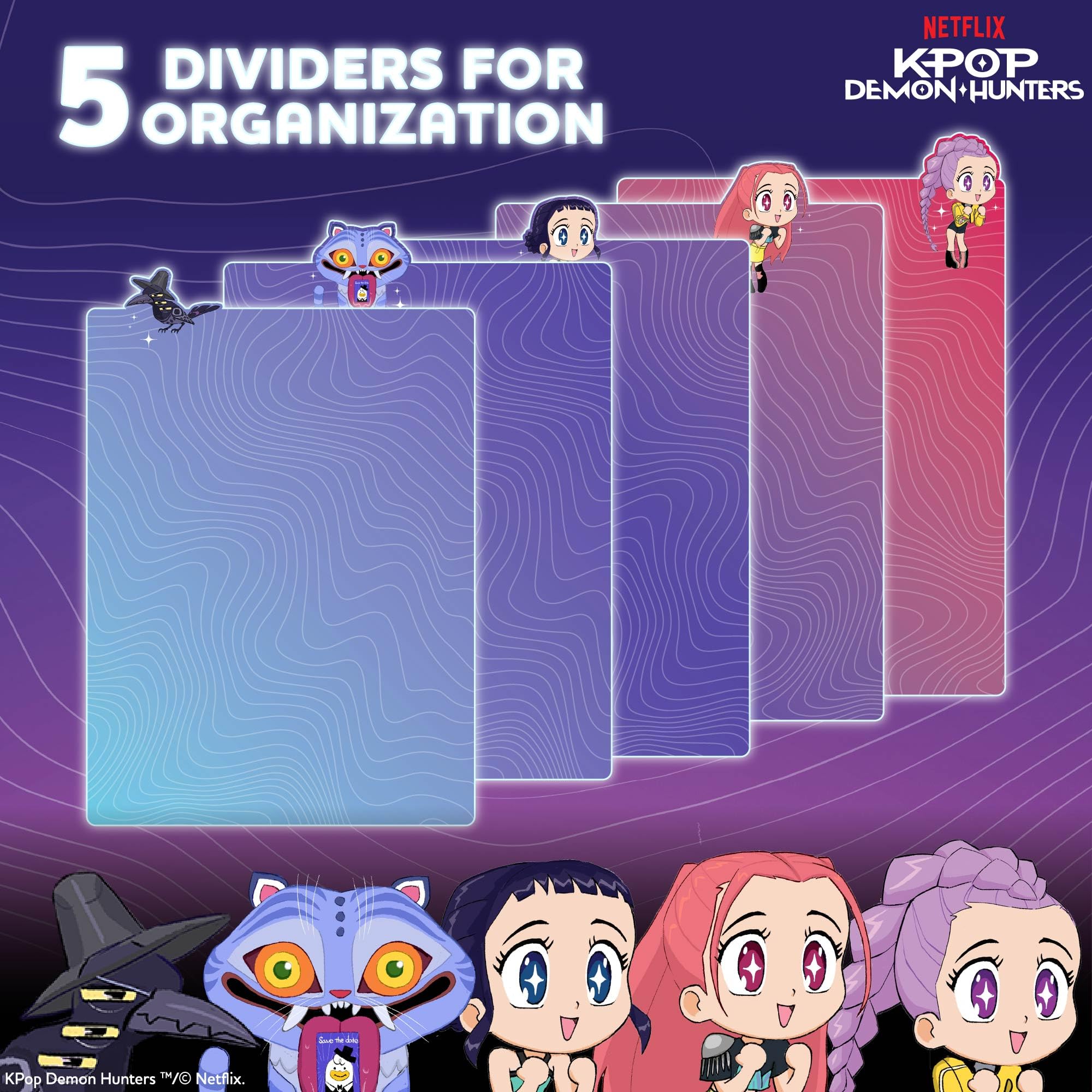 KPop Demon Hunters™ Huntr/x Journal à onglets avec 80 pages lignées, reliure à spirale, format carnet de notes 15,2 x 20,3 cm, produit officiel KPop Demon Hunters pour fans de K-Pop, étudiants - 5