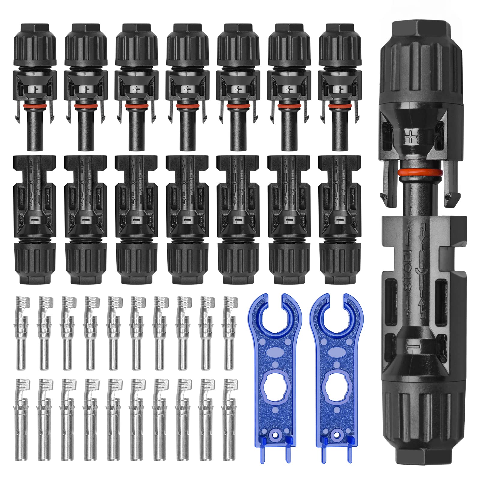 24 Paar Solarstecker Set, Solarpanel Stecker für 2.5/4/6mm² Solarkabel, Solaranlage, Solarmodul, Photovoltaik Steckverbinder IP67 mit Schraubenschlüssel