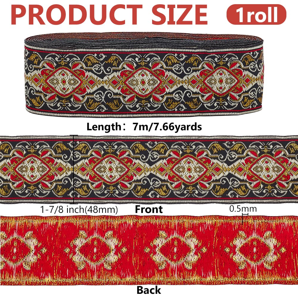 Fingerinspire 10.9 Mètre De Rubans Jacquard De Style Ethnique Rubans En Polyester Vintage De 48 Mm De Large Avec Motif Losange Ruban Tisse Geometrique Noir Bricolage Costumes Artisanaux Ruban De Coutu