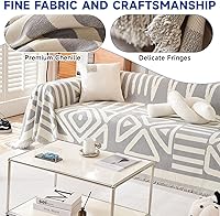 Vista 8 de VClife - Funda para sofá de 2 plazas, de felpilla, antideslizante, bohemia, lavable, apta para perros, suave, lavable, con borlas, jacquard