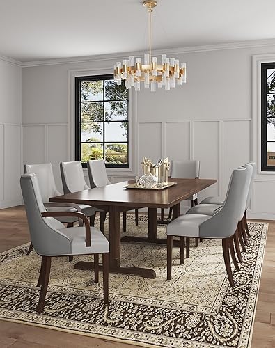 Miniatura 2 de Manhattan Comfort Shubert - Sillas y sillones de comedor modernos de terciopelo y piel sintética, diseño de doble tapicería en marco de madera de