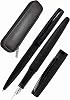 Online Set Eleganza Fountain Pen & Ballpen I Black Style I Nib Size M I Metal Clip I Retractable Biro I Fountain-Pen for Standard Ink Cartridges Or Converter I In Gift Box