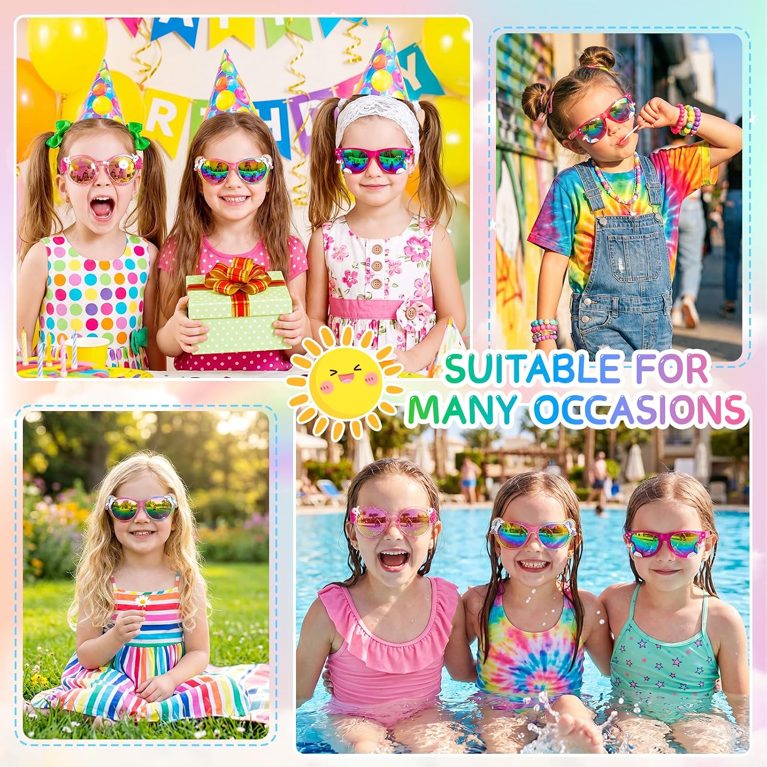 Hifot Kids Sunglasses Girls, UV Protection Unicorn Toddler Girls Sunglasses Kids Age 3-10, with Unicorn Glasses Pouch & Cloth