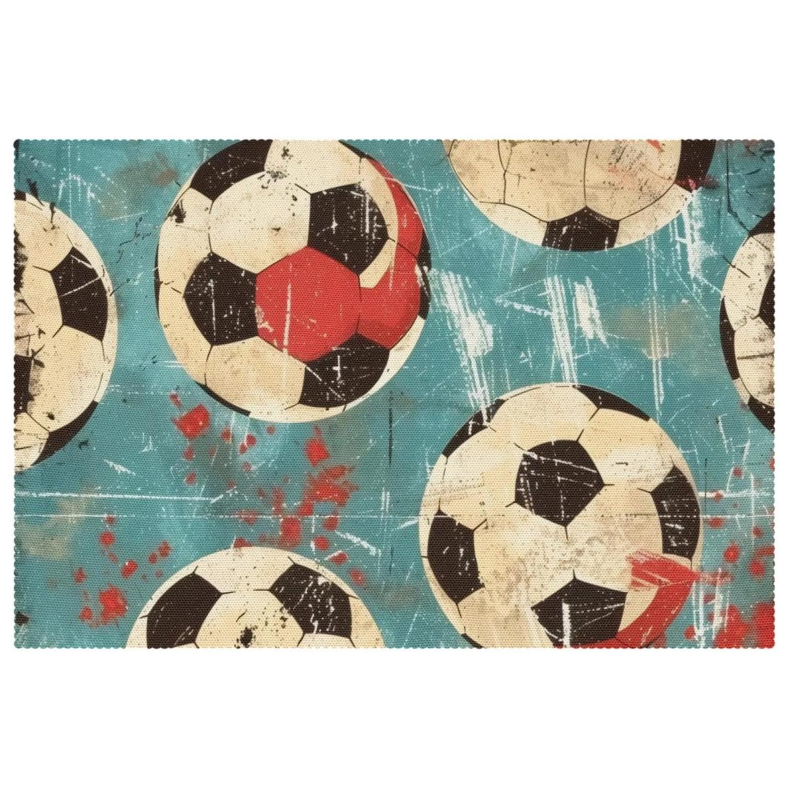 Set de table antidérapant football bleu protège table salle à manger