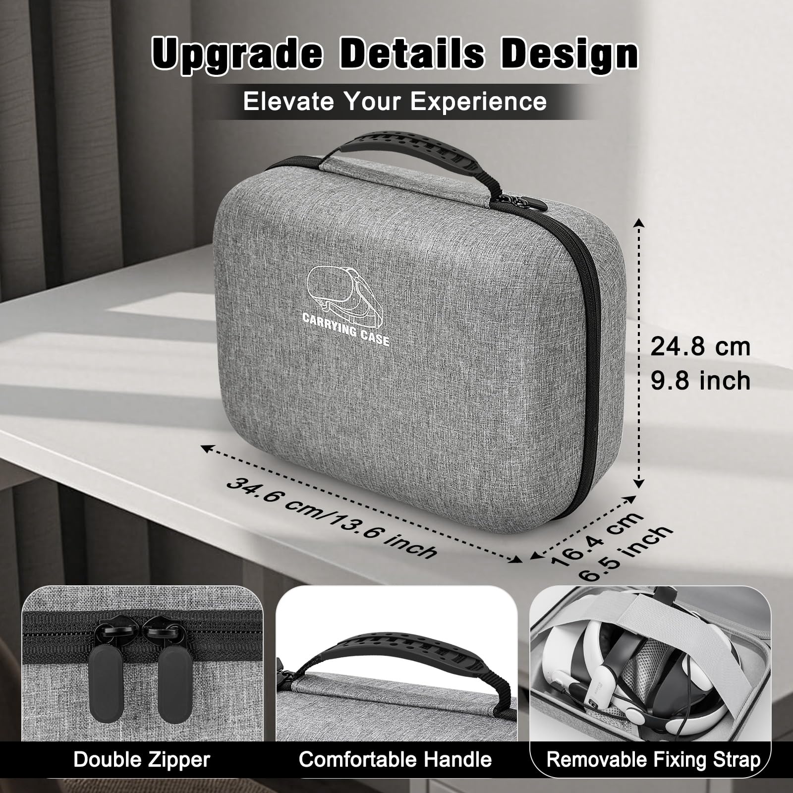 Jubor Borsa per Meta Quest 3S/3/2/Pico 4, Custodia da Viaggio Compatibile con Kiwi Design/BOBOVR Battery Elite Strap e Altri Accessori, Custodia da Trasporto con Porta di Ricarica