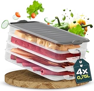 Sponsored You’re seeing this ad based on the product’s relevance to your search query.Learn more about this advertisement uandu Cold Meat Boxes for Fridge, Sausage Storage, Stackable Food Box, Fridge Organiser, Food Storage Containers with Lid, Food Containers, Storage Box for Sausage and Cheese, 4 x 0.75 L