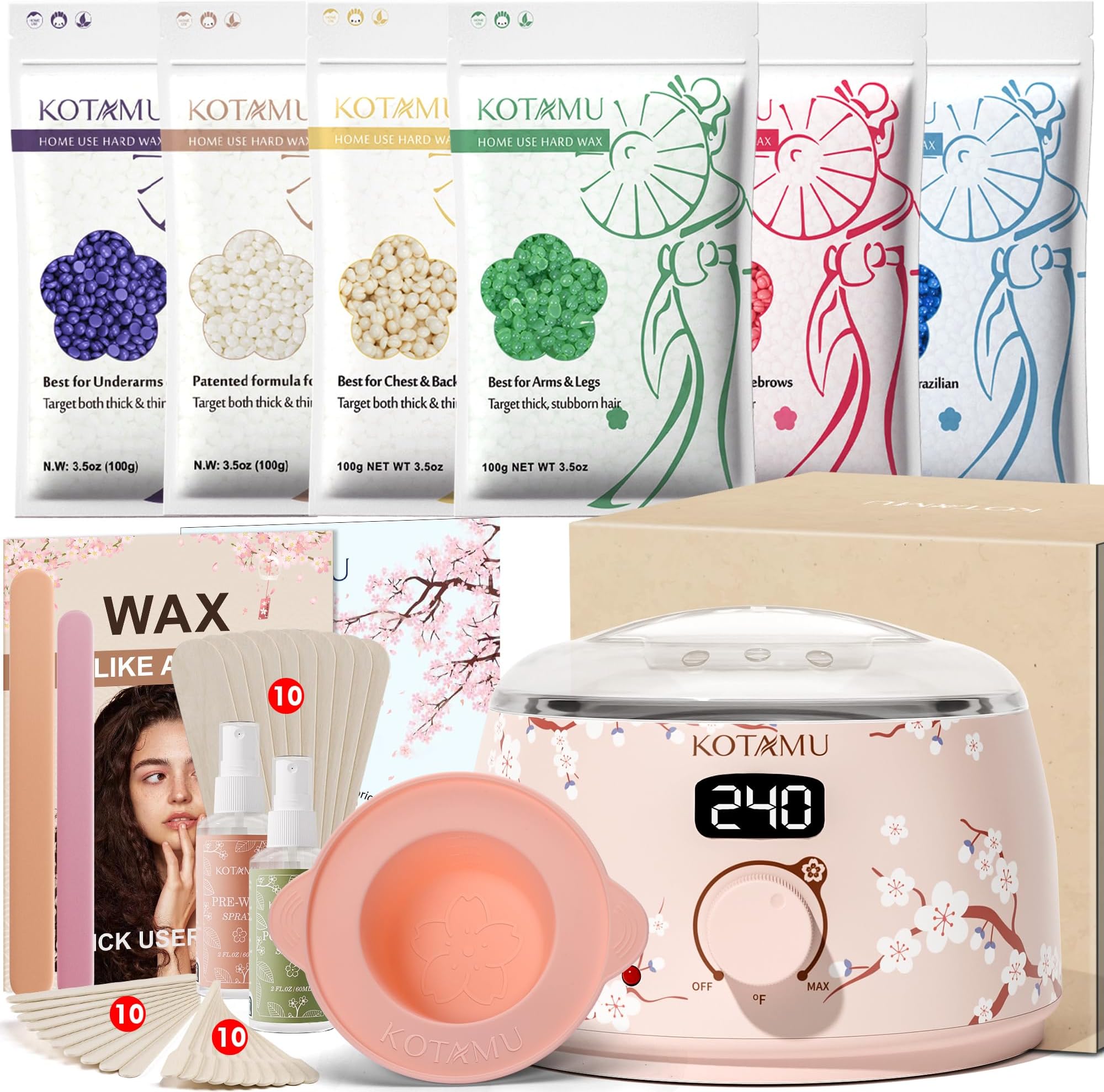 - Waxing Kit for Women & Men, Professional Wax Warmer for Hair Removal with Silicone Pot, Wax Kit for Coarse Thick Fine Fuzzy Hair & Sensitive Skin, Waxing Warmer for Home Salon Use