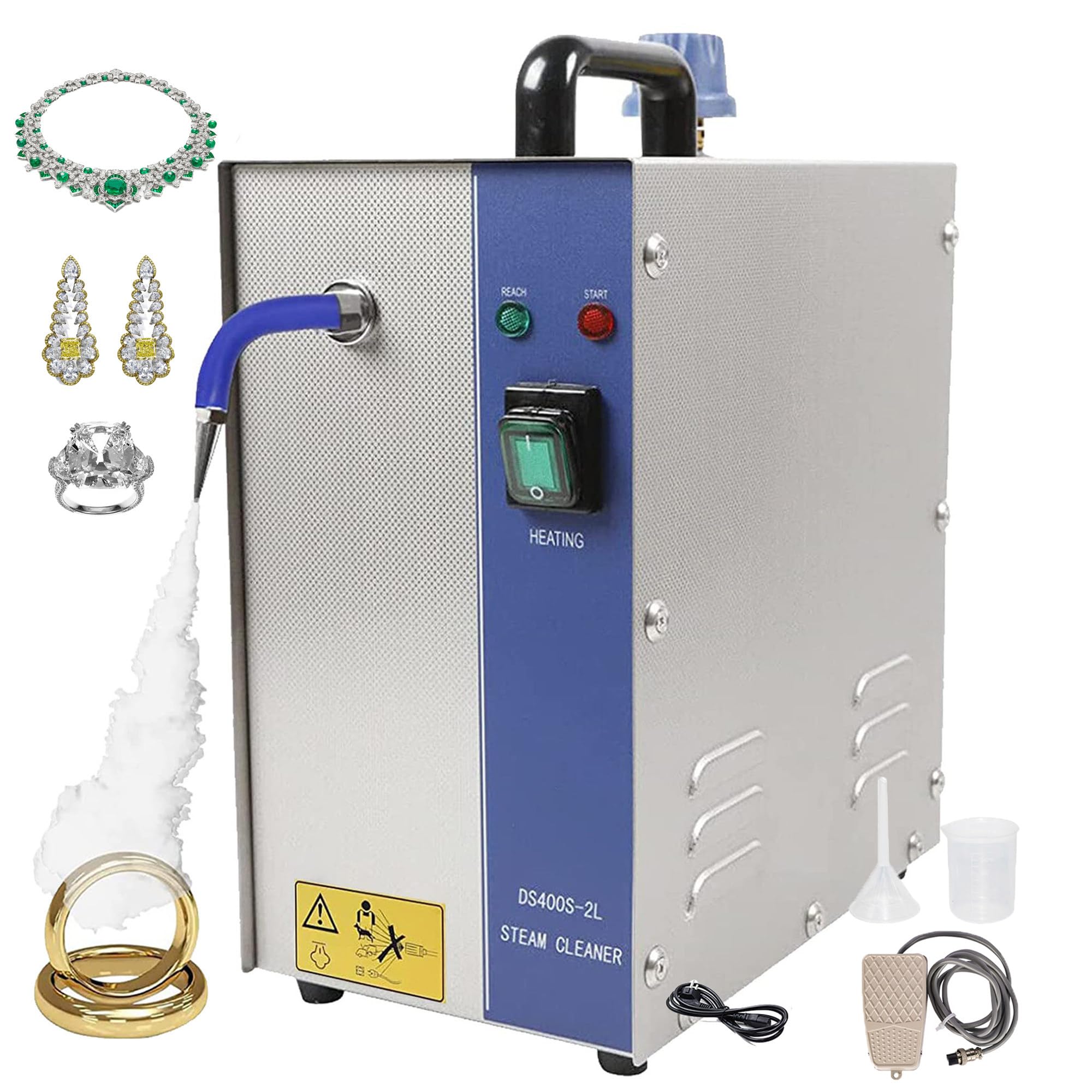 2L/4L Jewelry Cleaner Steam Cleaning Machine, 1300W/2200W Professional Steam Cleaner for Gold Sliver Jewelry, 135℃ Steam Temperature, for Jewelry Studios and Jewelry Repair Shop,2L