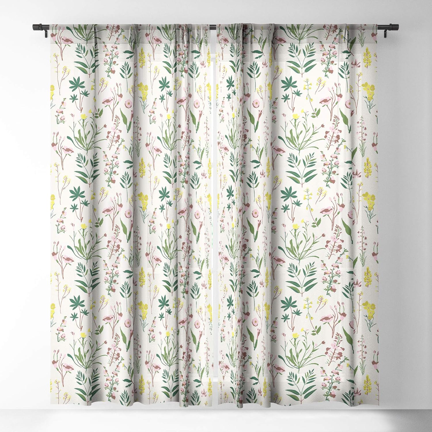 Deny Designs Holli Zollinger Wildflower Study Light Sheer Window Curtain, 50" x 84"