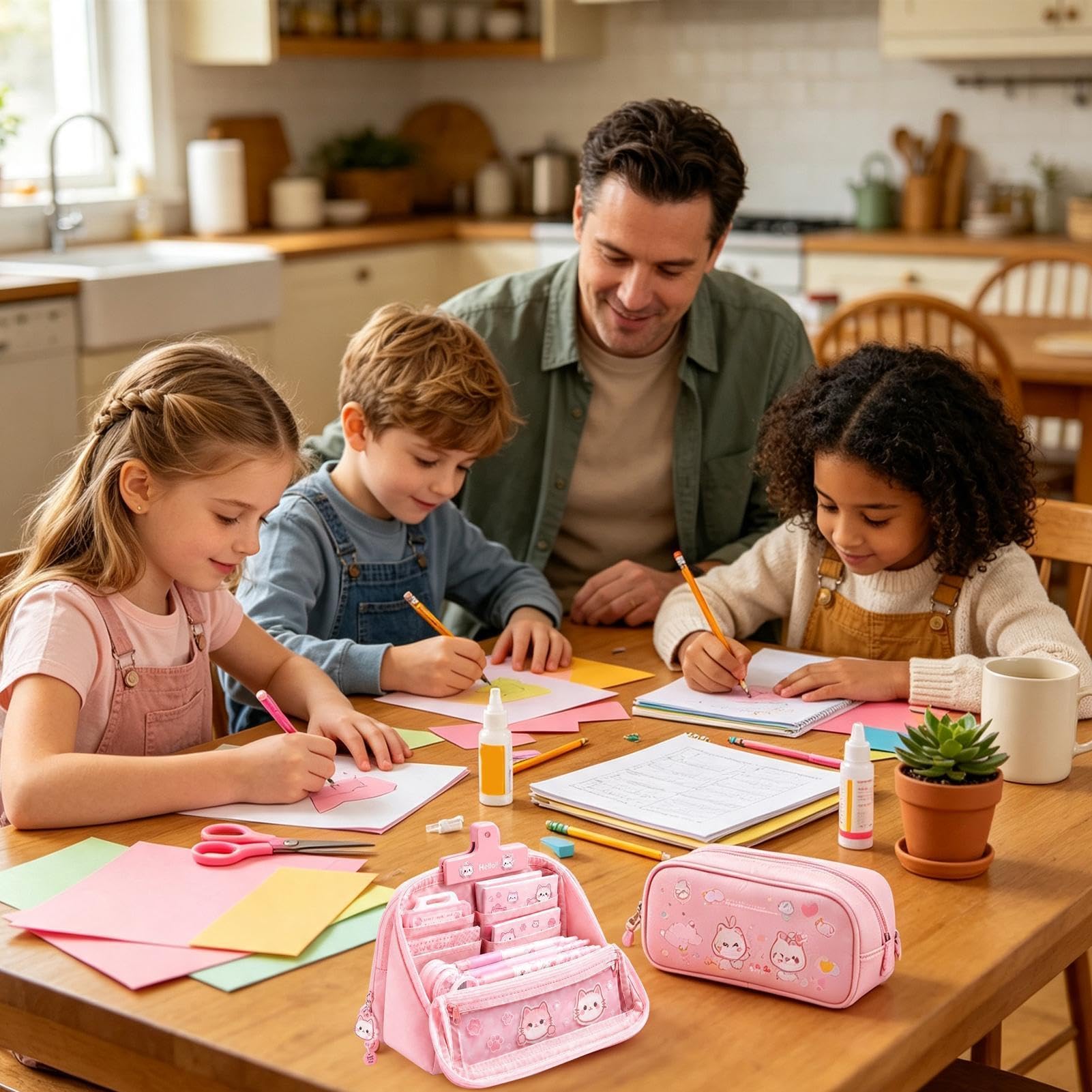 Astuccio Con Cancelleria Estetica Gatto Grande Capacità | Set Materiale Scolastico Bambini Per Appunti In Classe, Studio Quotidiano, Lezioni D'Arte, Esami, Compagni Di Classe