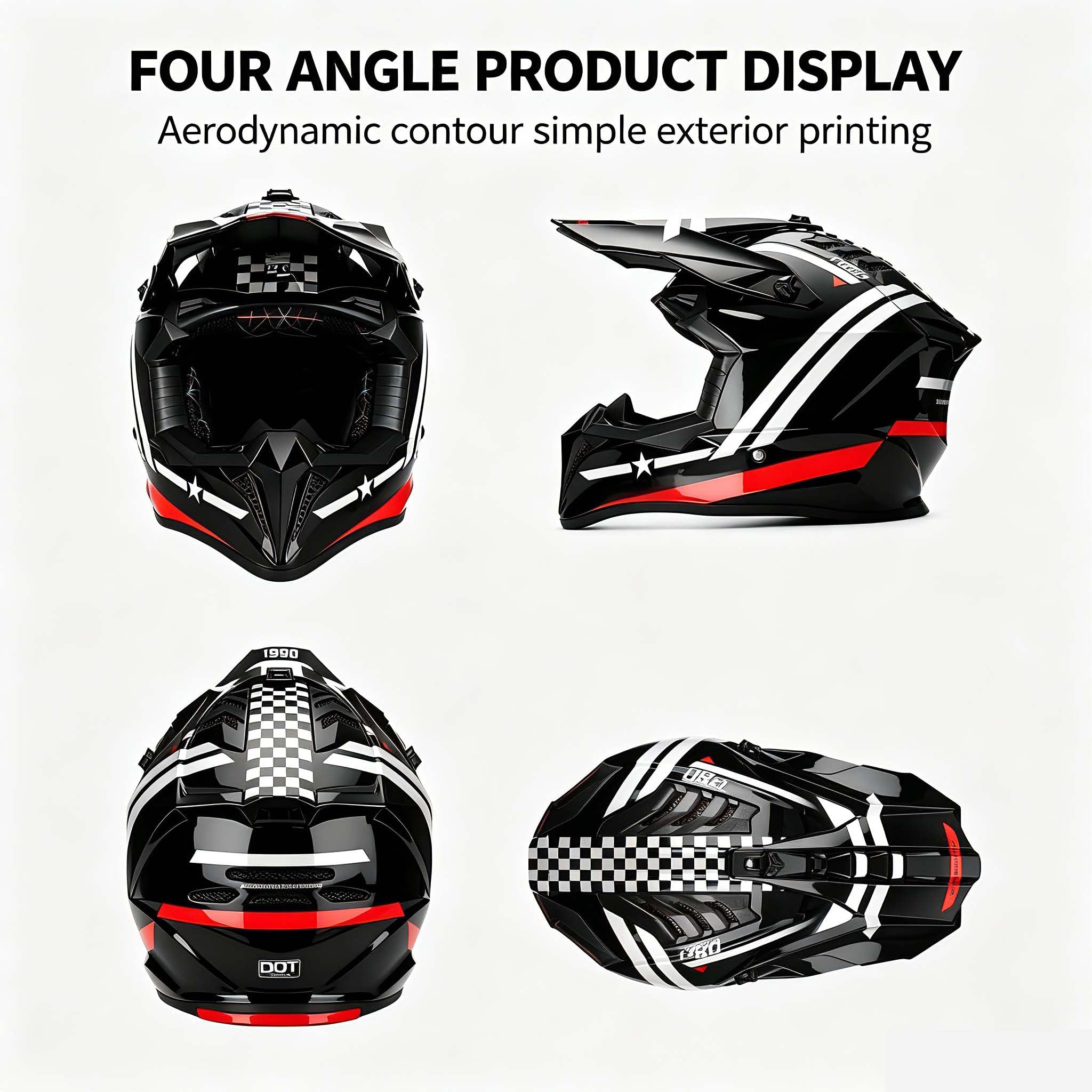 Casque Moto Cross Adulte, Casque Motocross avec Lunettes, Gants et Masque | Deux doublures interchangeables de tailles différentes, intérieur amovible et lavable, ventilation multicanale, boucle rapide