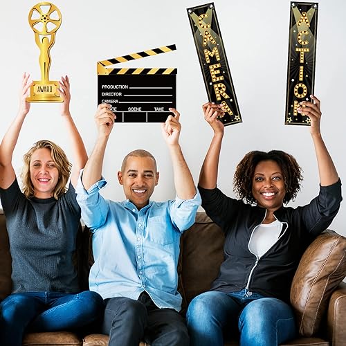 Miniatura 5 de 32 piezas de decoración de fiesta nocturna de película, luces de cámara, recortes de acción de alfombra roja, decoraciones de fiesta con temática de