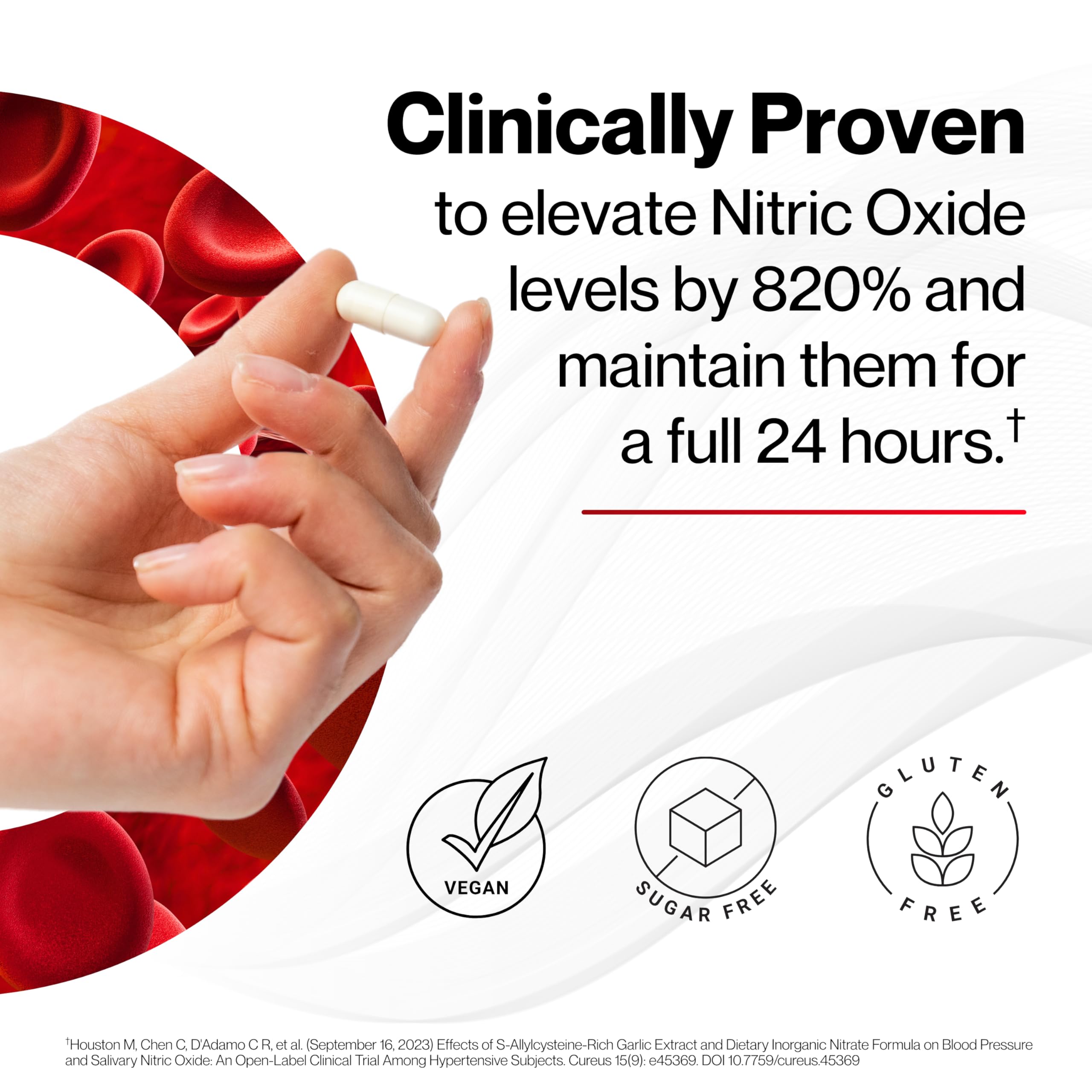 Nitric Oxide Booster Supplement with Magnesium, Zinc, Vitamin B12, Vitamin C & Vitamin D3 | 24-Hour Circulation Support, Energy Boost, Blood Flow & Heart Health | Vegan, Non-GMO (60 Count) — Amazon image 4