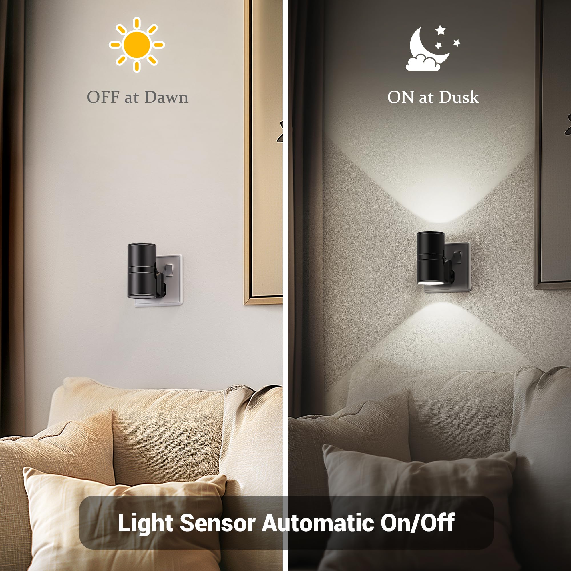 JandCase Night Light Plug in Wall, Dusk to Dawn Sensor, Dimmable Nightlight 0-100LM, Cool White 6000K - Image 3
