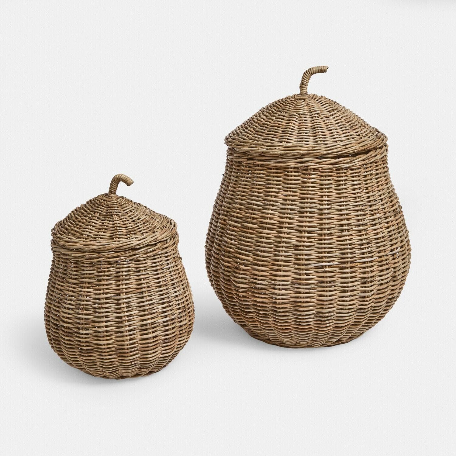 Paniers en rotin haut de gamme Loberon Fernn au tressage dense marron