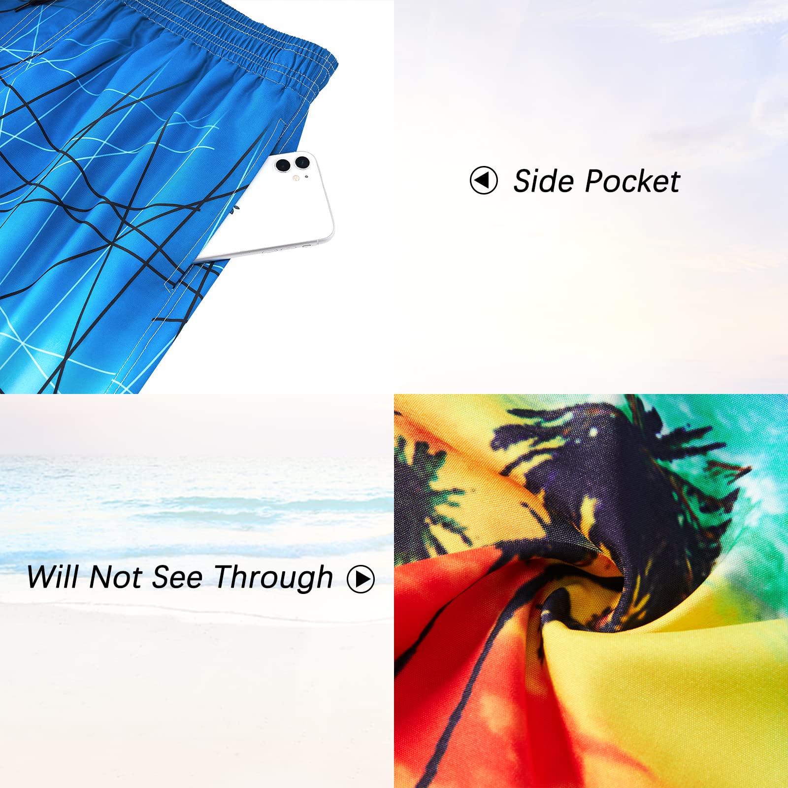 TUONROAD Costumi Uomo Mare 3D Stampato Bermuda da Bagno Asciugatura Rapida Costume Surf Pantaloncini S-3XL