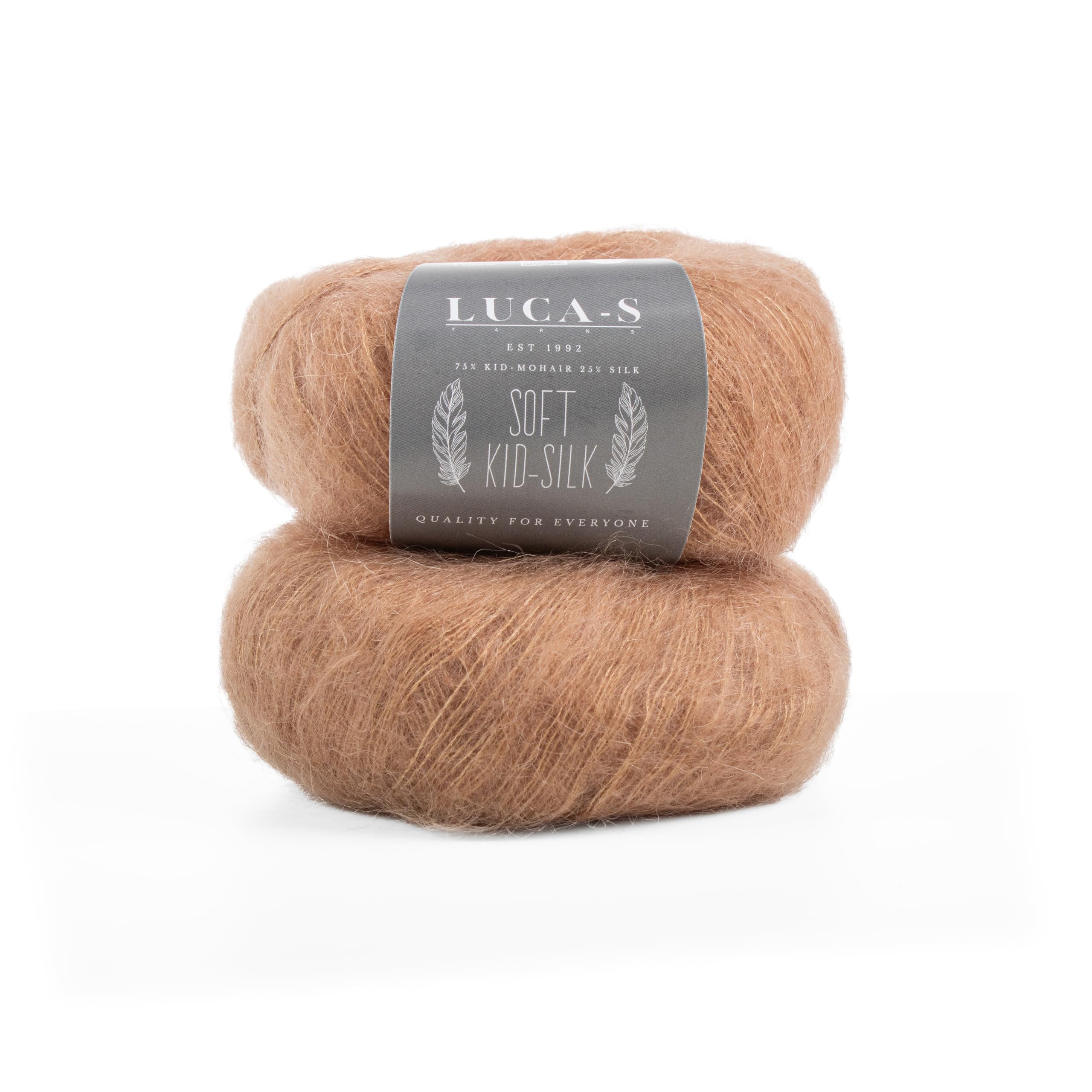 Set of 2 Soft Kid Mohair & Silk Yarn for Knitting & Crochet, 75% Mohair 25% Silk, 25g 210m, Lace-Weight Fluffy and Soft Wool for Knitting