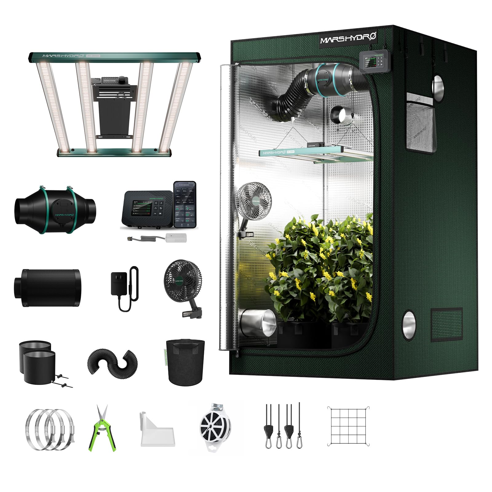 Mars Hydro 3x3 Smart Grow Tent Kit FC-3000 Grow Light Indoor Plant Growing