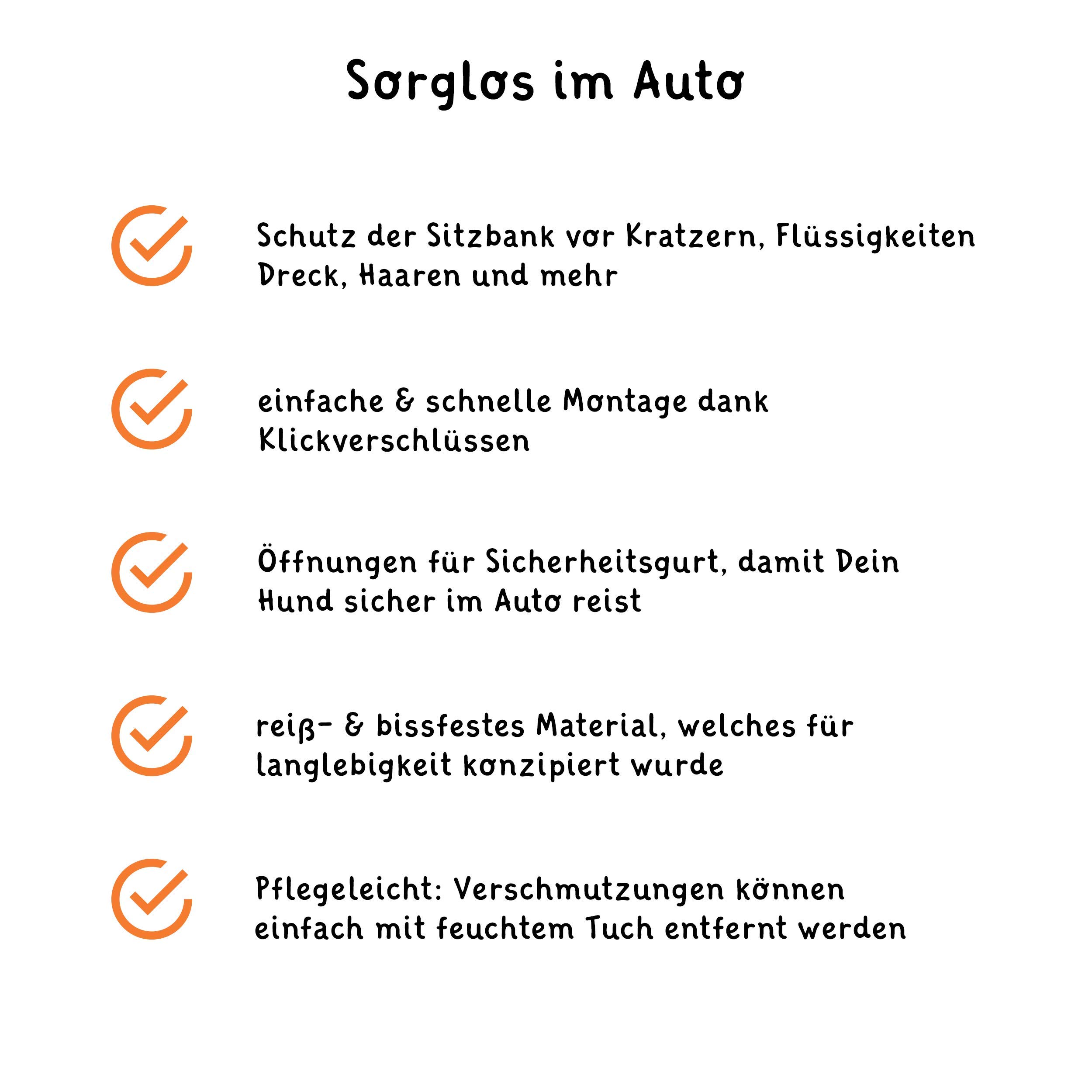 Floxik Koc dla psa premium do każdego samochodu – wodoodporny, wytrzymały pokrowiec samochodowy dla psów – mata ochronna na tylną kanapę łapie wilgoć, brud i włosy + gratis zabawka i torba