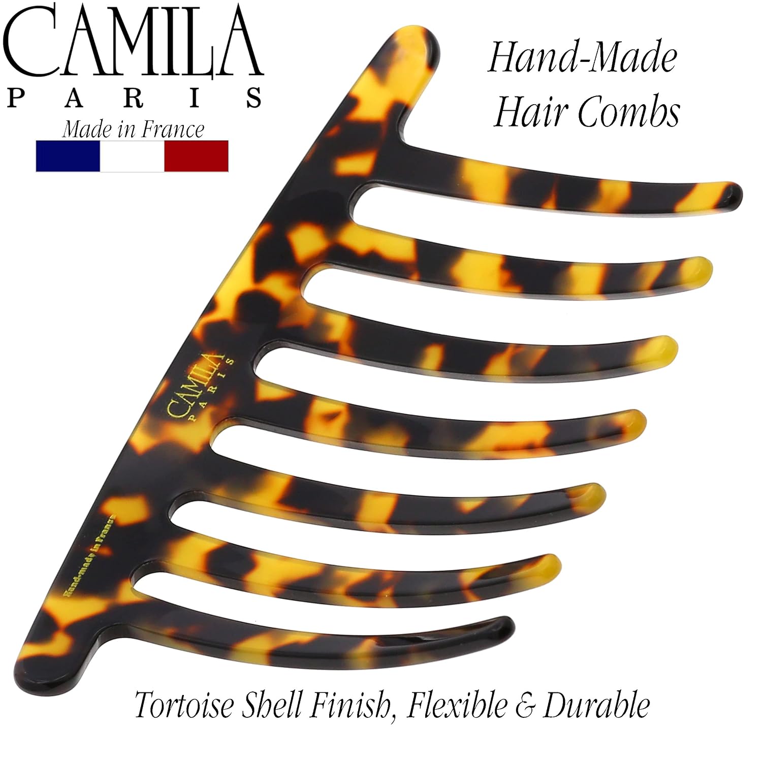 Camila Paris CP3184 French Handmade Side Comb Rounded, Tokyo, French Twist Hair Combs Decorative, Strong Hold Hair Clips for Women Bun Chignon Up-Do Styling Girls Hair Accessories Made in France