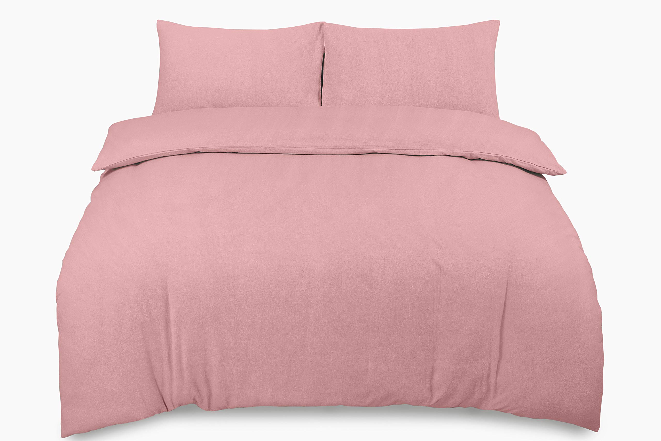Amigozone Pink 100% Brushed Cotton Thermal Flannelette Duvet Cover Set (Super King, )