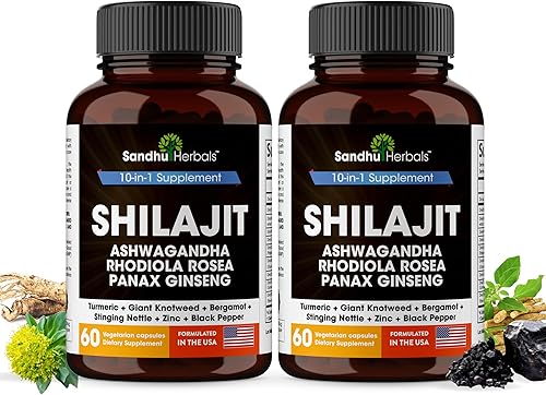 Shilajit Pure Himalayan para hombres y mujeres  120 cápsulas con Ashwagandha  Suplemento energético y de alta potencia  Mejor absorción que las