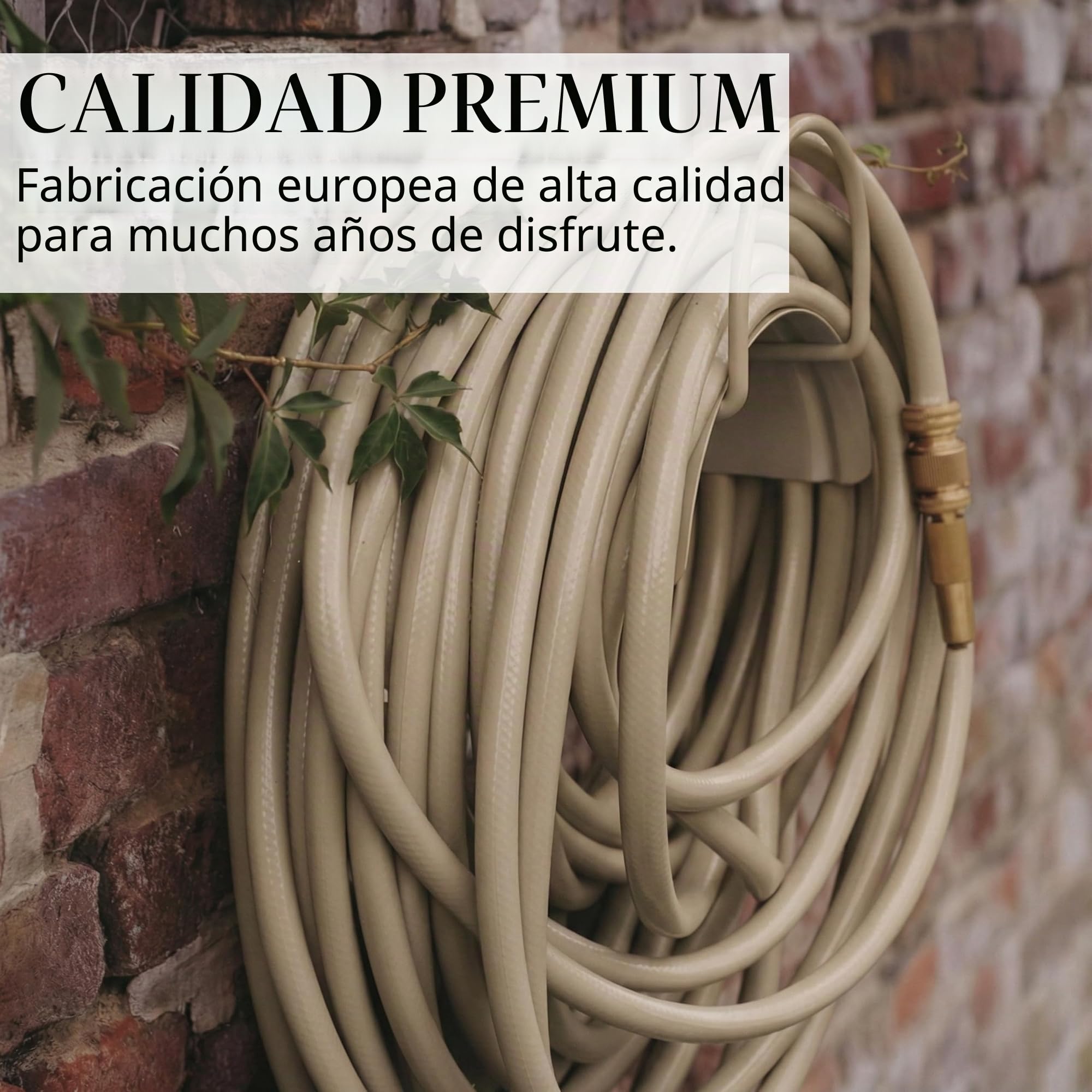 LIVLIG Manguera Jardin 20m – Manguera de Riego Flexible, 60% Reciclado, Resistente UV, Antitorcion, 1/2 Pulgada, Beige