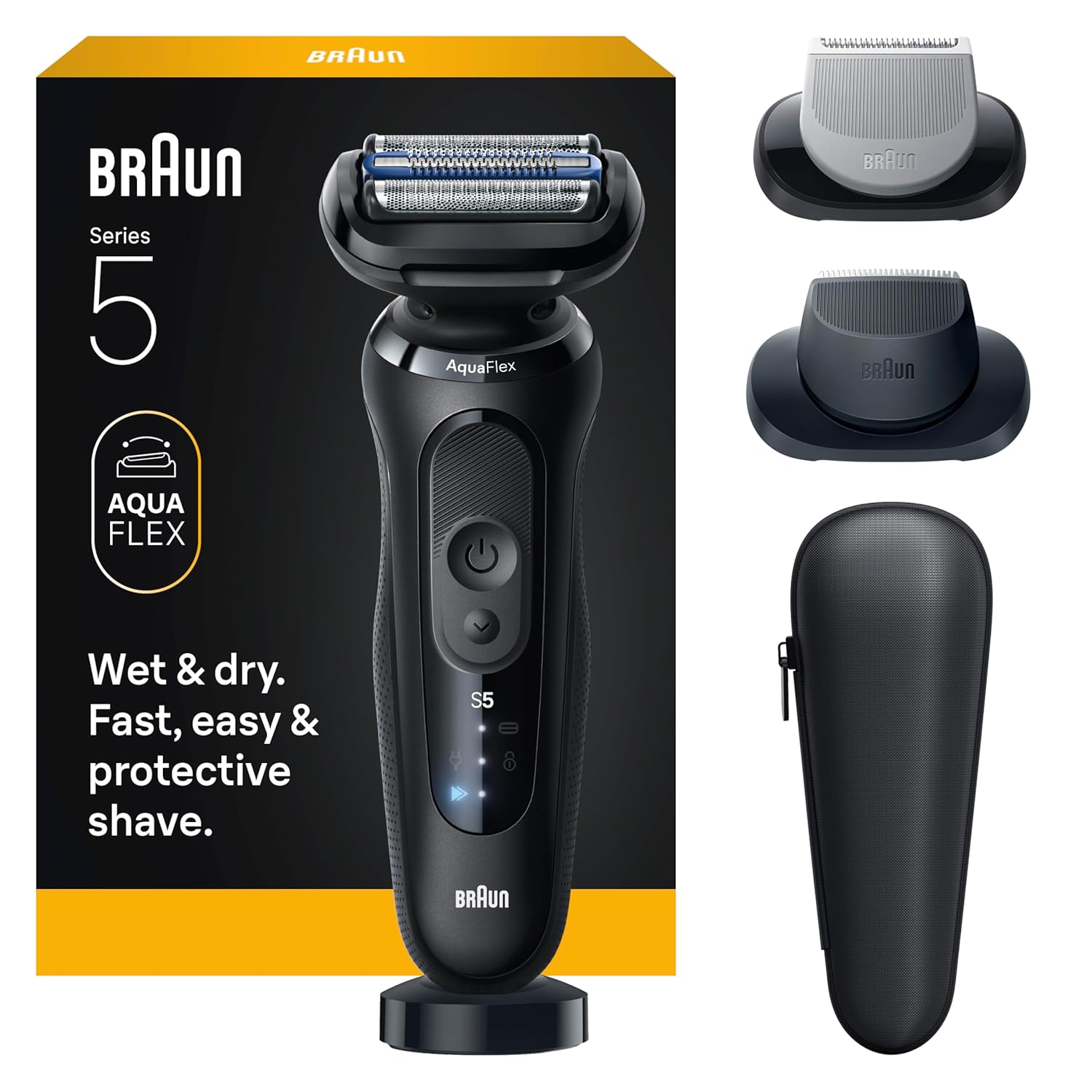 Braun Electric Razor for Men Series 5, Beard Shaver, Electric Shaver with Body Groomer and Travel Case, S5 5155cs