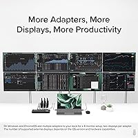 Vista 4 de Plugable Adaptador Dual Monitor 4K DisplayPort y HDMI para USB 3.0 y USB-C, Compatible con Windows y ChromeOS