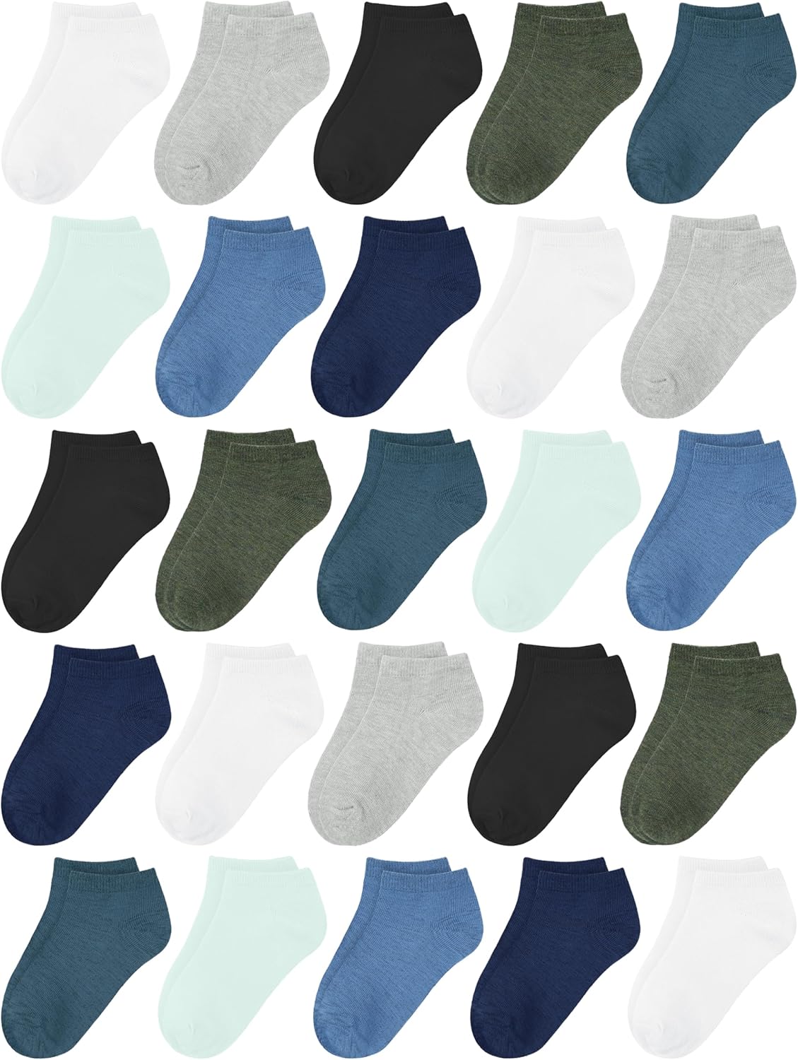 Cooraby 25 Pairs Kids' Socks Low Cut Socks Half Cushion Sport Ankle Athletic Socks for Boys Girls