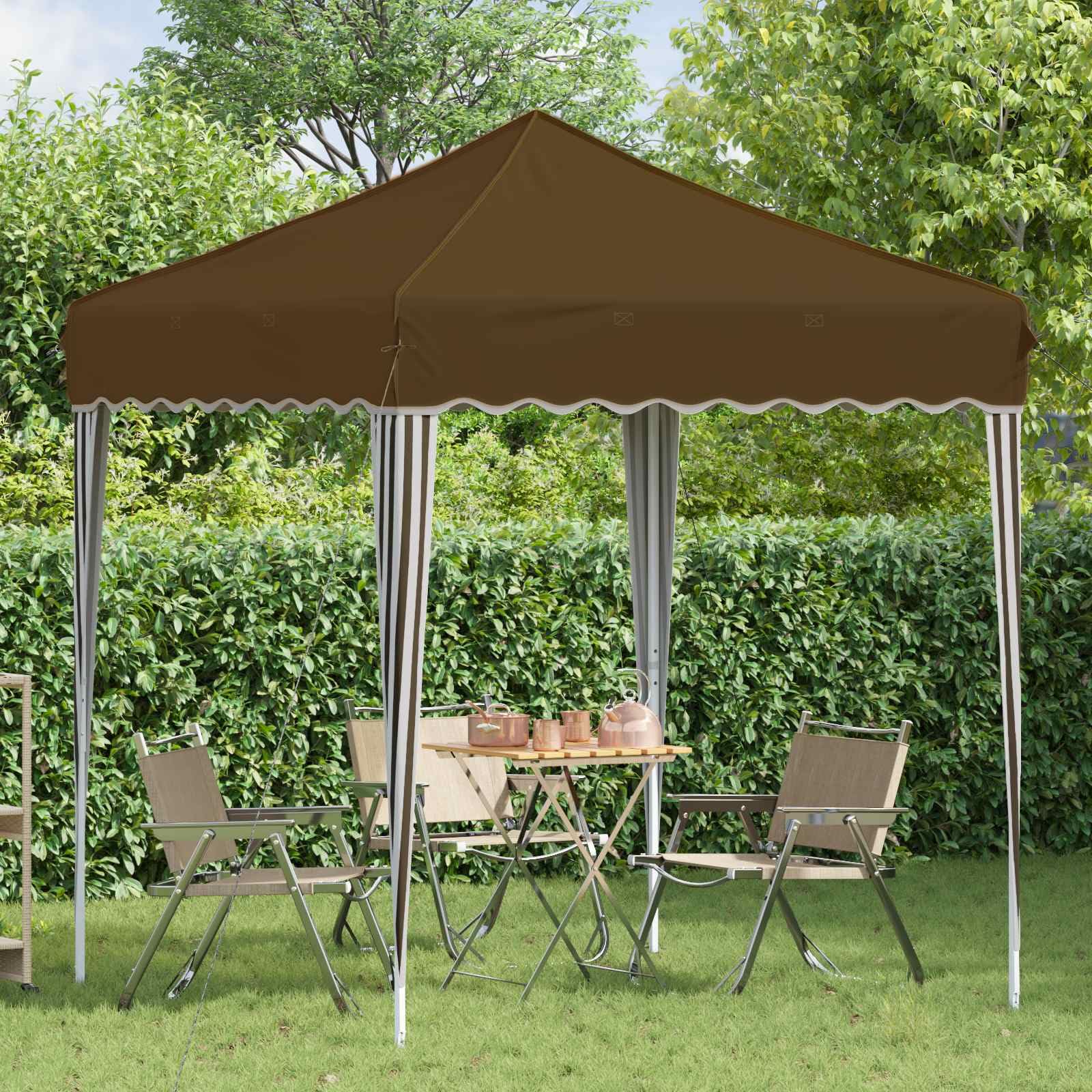 Namiot imprezowy Pop-up, 195 x 195 x 245 cm, kolor taupe, tkanina Oxford, odporny na warunki atmosferyczne, z ochroną przed promieniowaniem UV, na grillowanie, wesele, festiwal, stoisko