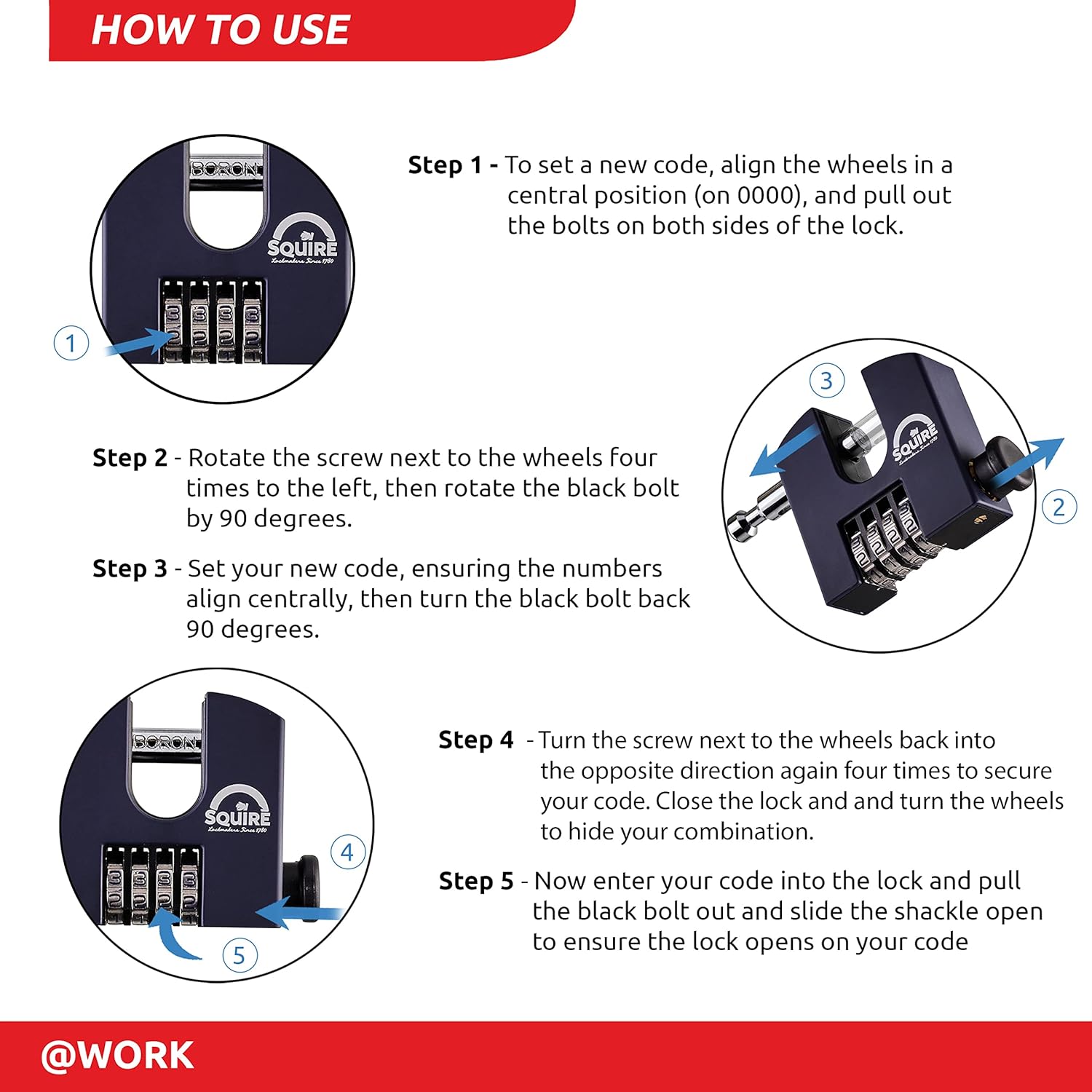The Squire SHCB65 padlock in use, securing a heavy-duty chain to a metal post, demonstrating its application in a real-world security scenario.