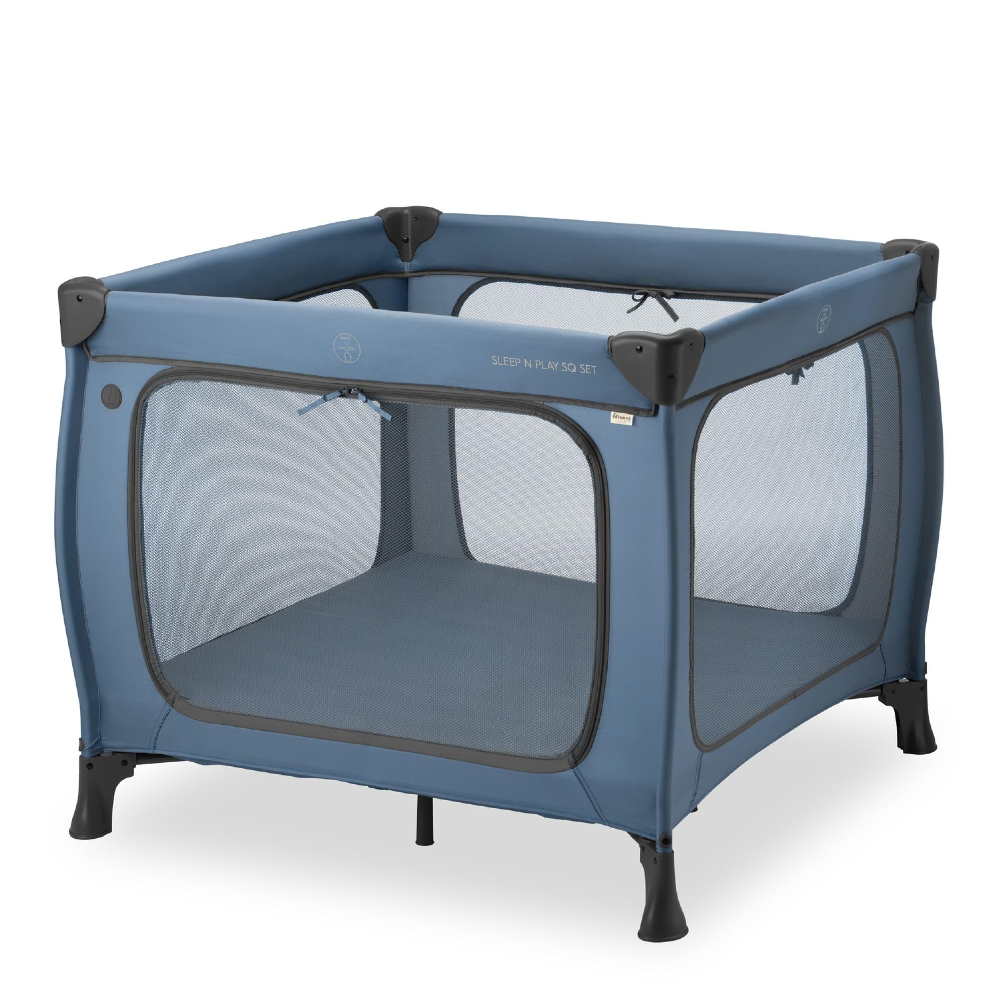 hauck Sleep N Play SQ łóżko podróżne i kojec dla dzieci, zestaw z materacem o grubości 5 cm, mały, składany, w zestawie torba do przenoszenia, dla niemowląt i dzieci od urodzenia do 15 kg