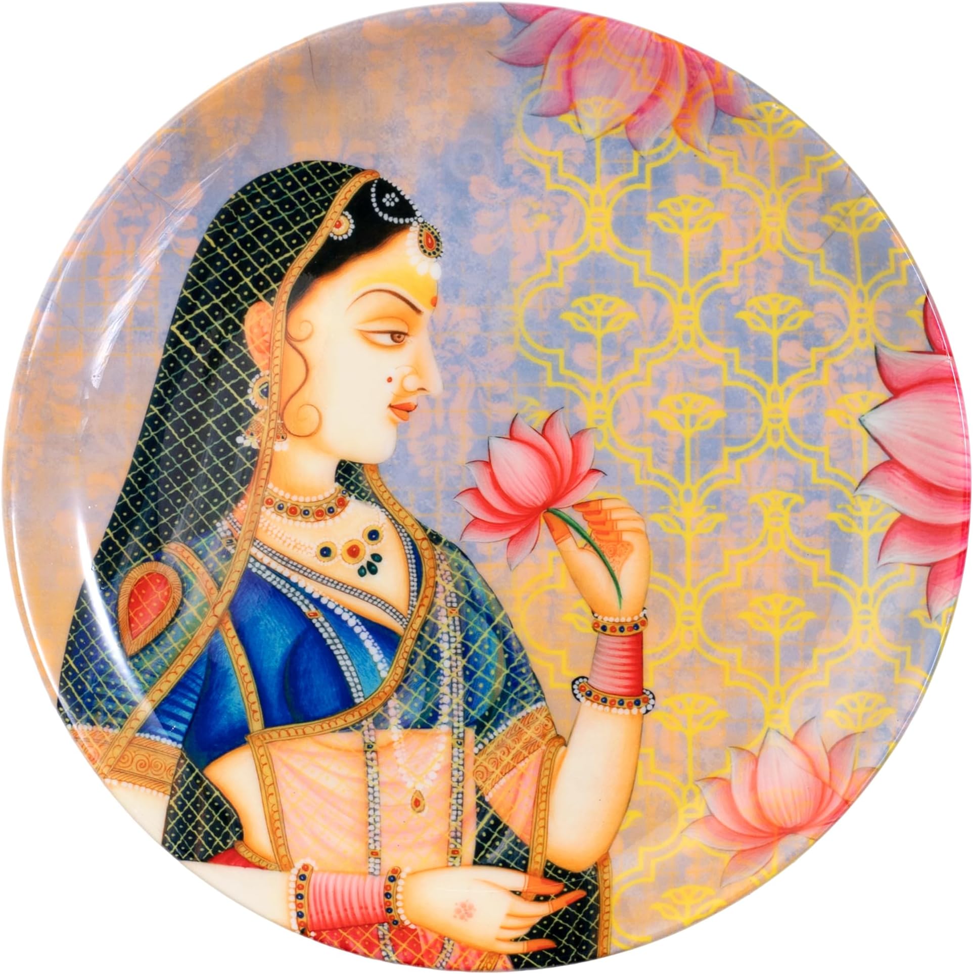 KOLOROBIA Decorative Wall Plate|Stand & Metal Hook| Mughal Queen |Hanging Wall Plate| 10inch |Gift Box Packaging |Ceramic Wall Plate for Wall Décor I Home Décor I Living Room I Office