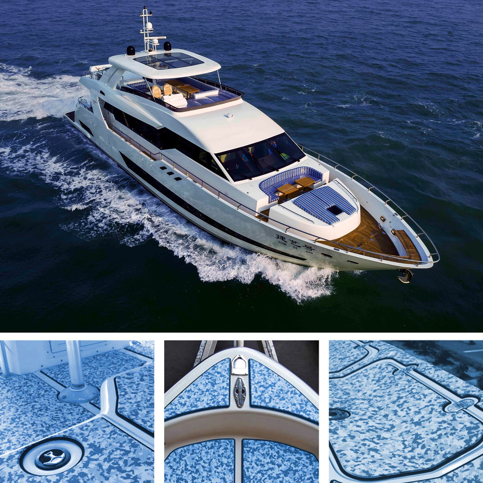 Tappetino EVA Antiscivolo 240x90 Cm – Blu Marine, Autoadesivo E Tagliabile Per Barca, Caravan E Palestra