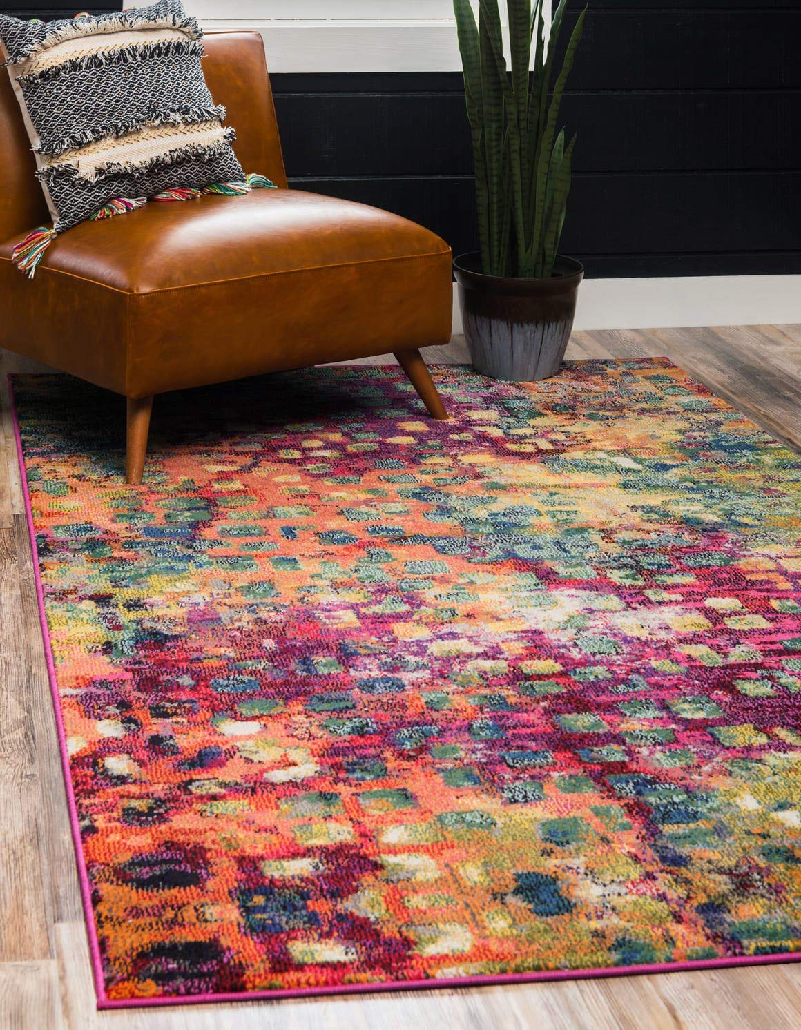 Unique Loom Jardin Collection Colorful, Vibrant, Abstract, Modern Area Rug (2' 0 x 3' 0 Rectangular, Multi/ Blue)
