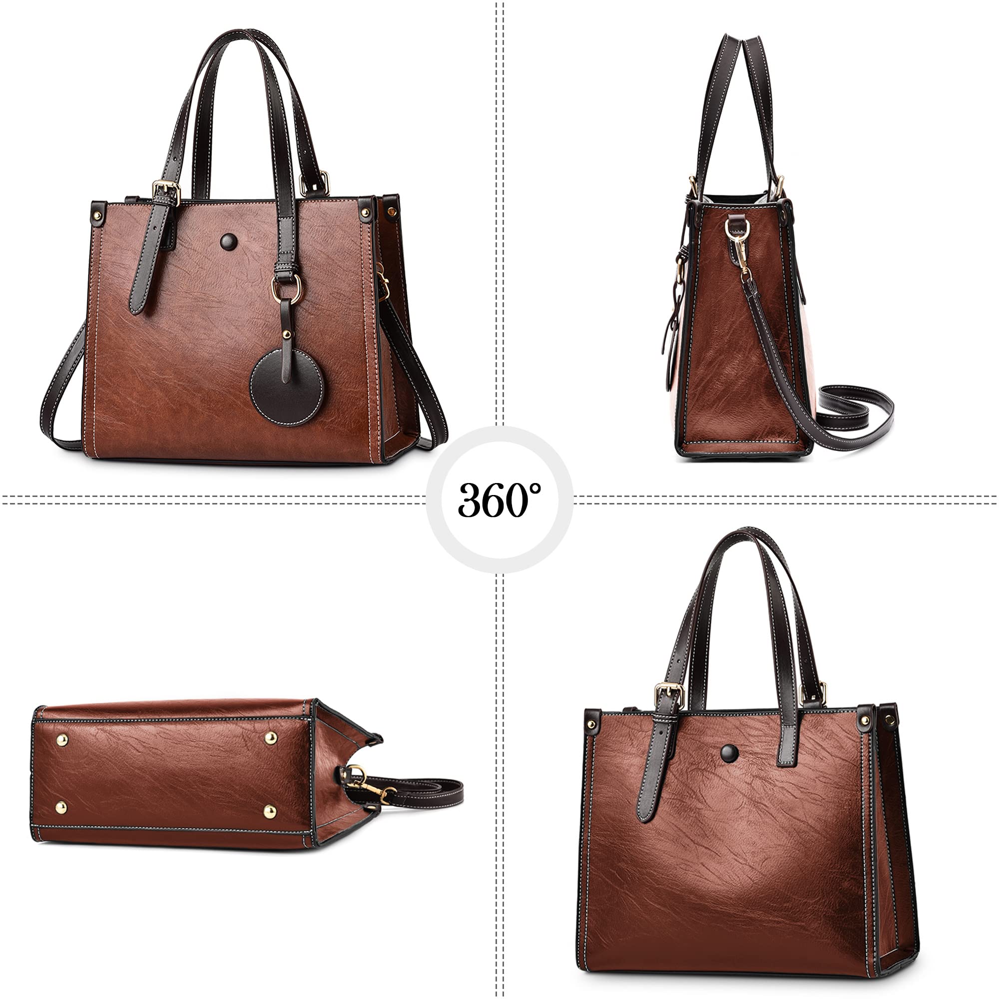 Bolsos de Mujer Bolso Moda Mano de Hombro PU Cuero Gran Capacidad Tote Trabajo Escuela Viajes Casual Diario Bolsos Cruzados Caqui