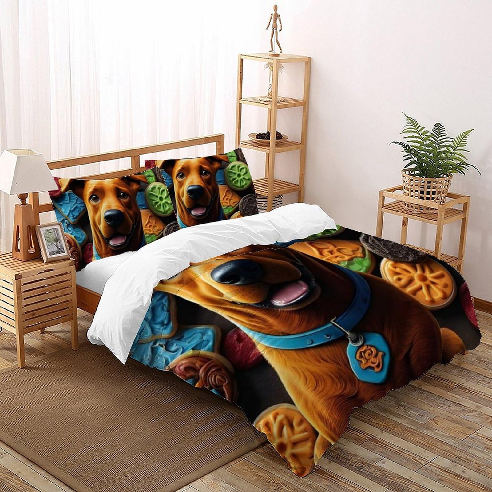 Housse de couette 260x220 motif biscuits pour chiens microfibre imprimé 3D