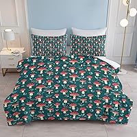 Vista 18 de SOULZZZ Juego de ropa de cama retro hippie tamaño matrimonial, edredón floral de hongos margaritas para niñas y mujeres, edredón negro con 2 fundas