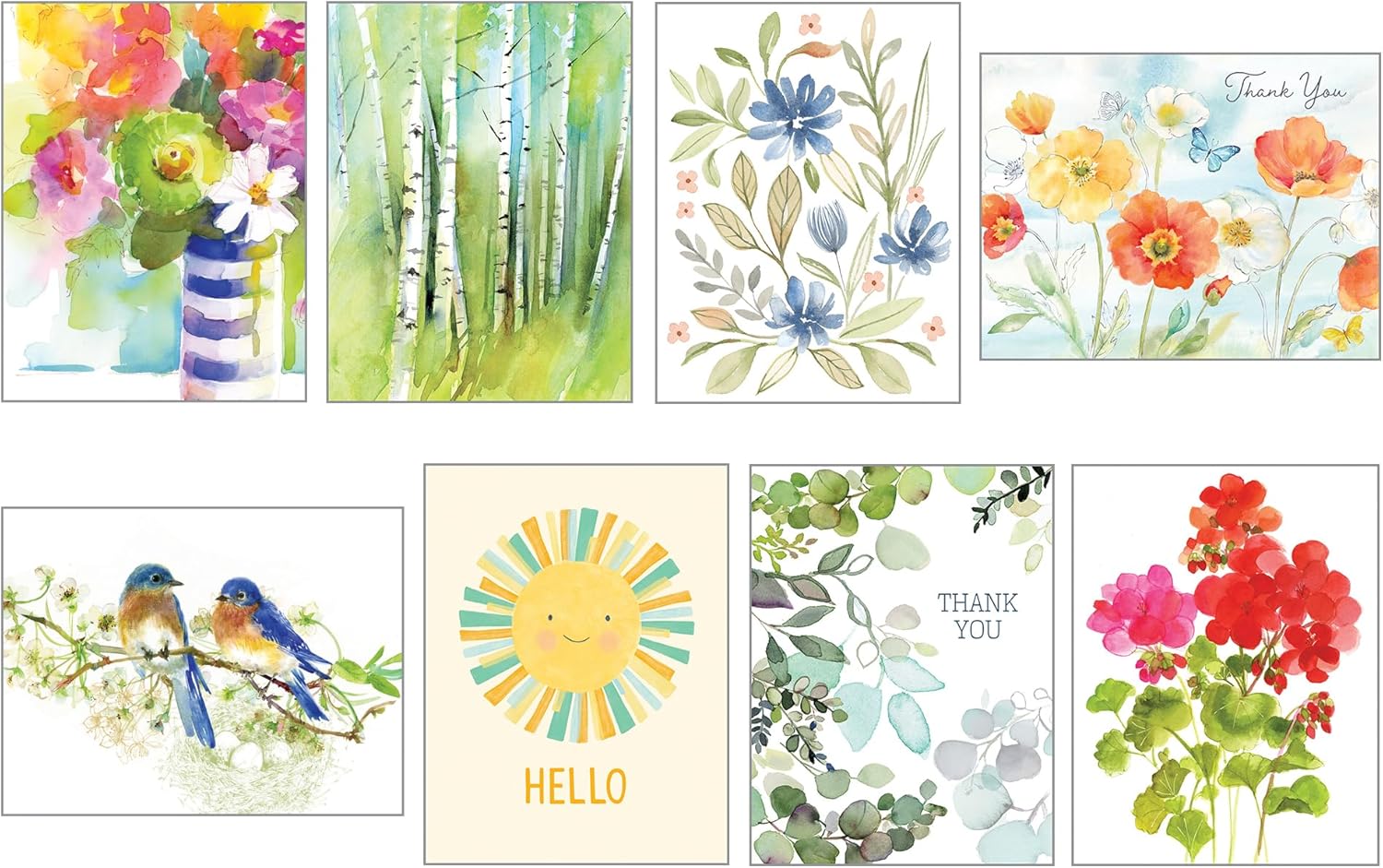 Pack of 8 Assorted Blank Note Cards