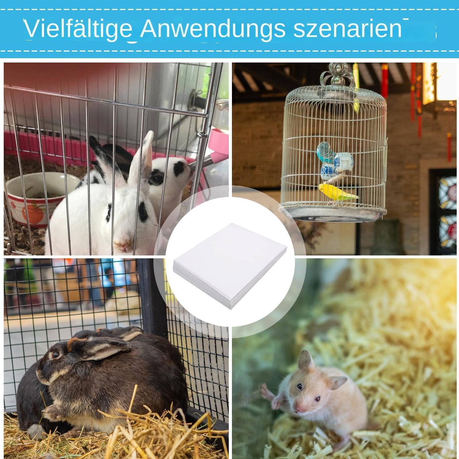 Vogelkäfig-Einlage – 100 Stück Vogelkäfig-Papiereinlagen | Bodeneinlagen für Vogelkäfige | Vorgeschnittene saugfähige Papageienkäfigeinlage | Vogelkäfigeinlage für Sittiche, Nymphensittiche, Kanarienv