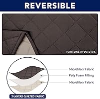 Vista 5 de PureFit Funda reversible resistente al agua para sofá reclinable doble con consola, funda de sofá dividida antideslizante, funda reclinable lavable